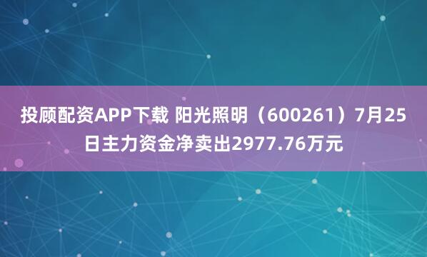 投顾配资APP下载 阳光照明（600261）7月25日主力资金净卖出2977.76万元