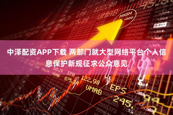 中泽配资APP下载 两部门就大型网络平台个人信息保护新规征求公众意见