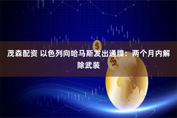 茂森配资 以色列向哈马斯发出通牒：两个月内解除武装
