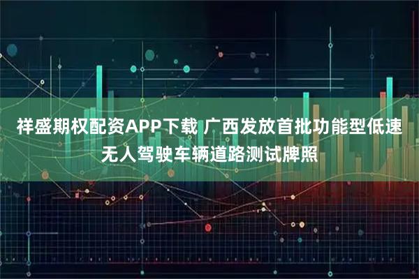 祥盛期权配资APP下载 广西发放首批功能型低速无人驾驶车辆道路测试牌照